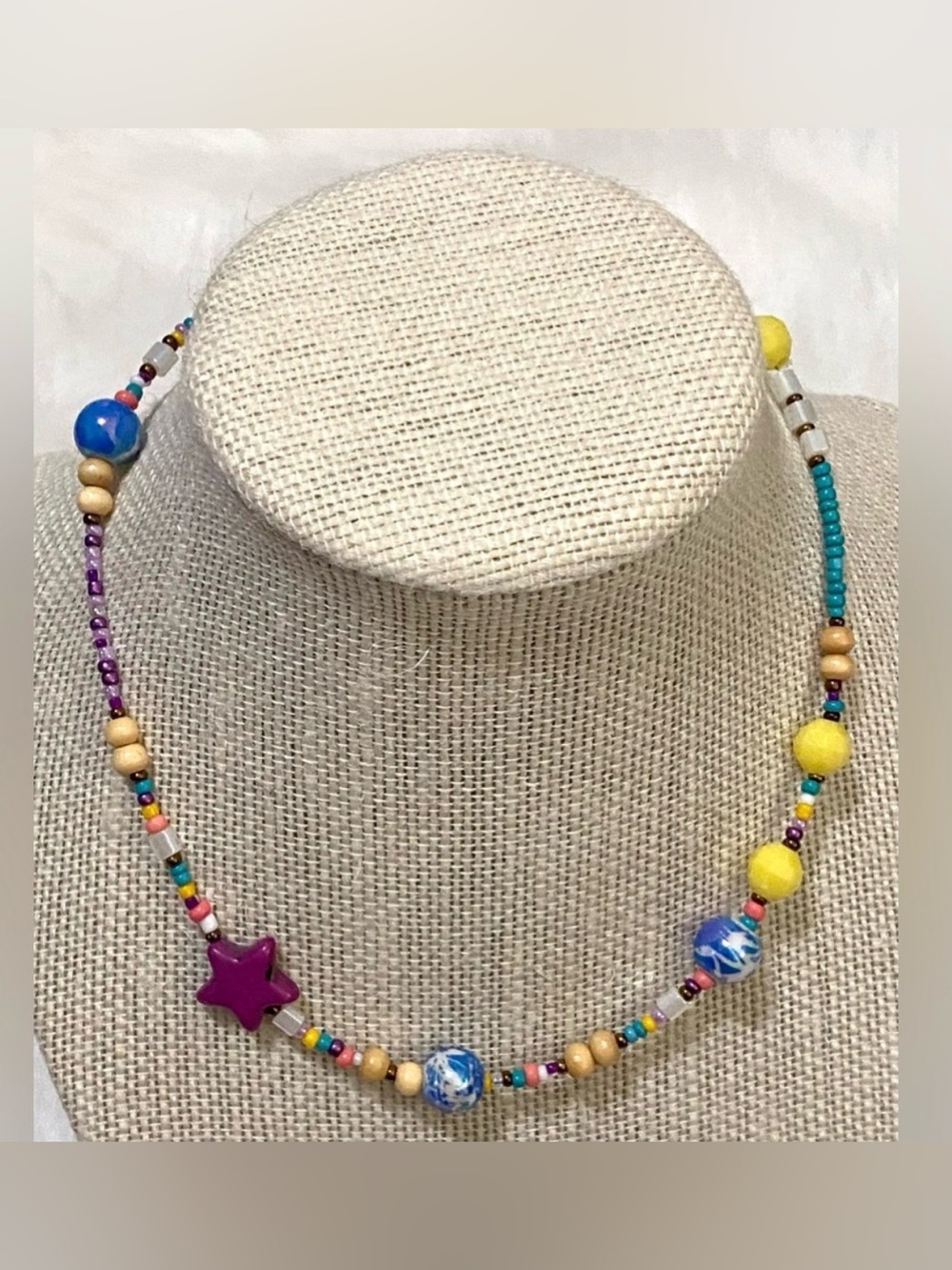 Multi Color Beaded Necklace Boho Fall Y2K Beach Preppy Eclectic Festival Fairy